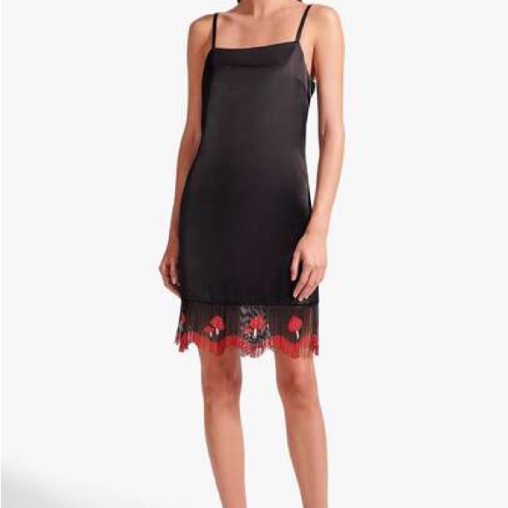 NWT - Staud Jour Beaded Mushroom Fringe Mini Slip Dress - Size 6